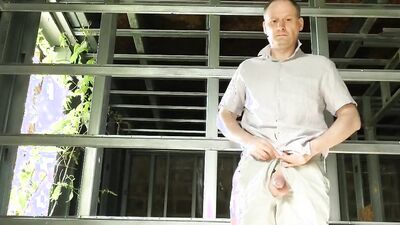 Perverted amateur bloke plays with a schlong inside the barn