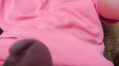 Amateur gay bloke is stroking his pecker on the sofa
