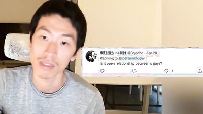Good looking Asian bloke is having fun while recording himself