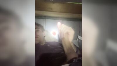 Amateur gay bloke is filming himself while stroking a cock