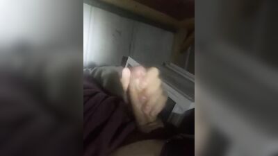 Amateur gay bloke is filming himself while stroking a cock