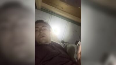 Amateur gay bloke is filming himself while stroking a cock