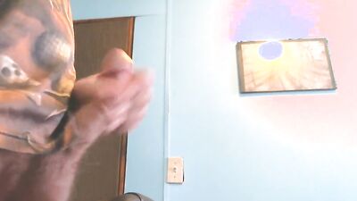 Amateur gay bloke films himself while jerking his hard pecker