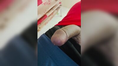 Horny amateur dude is flashing his BBC in front of the camera