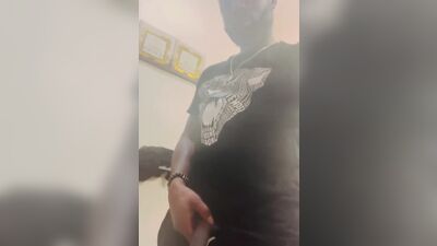 Horny amateur dude is flashing his BBC in front of the camera