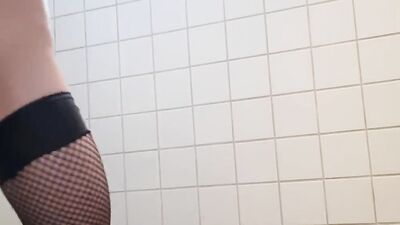 Amateur femboy is riding his favorite dildo inside the bathroom