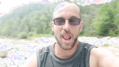 Amateur gay bloke is stroking his pecker out in the open