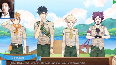 Two anime scout chaps are bonking hard out in the open