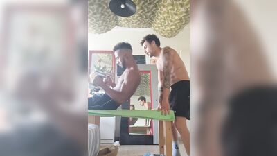 Horny twink is filling his African bud's mouth with a cock