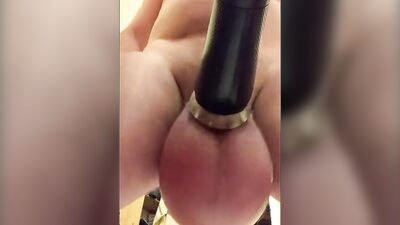 Perverted stepdad is playing with his huge genitals in this homemade video