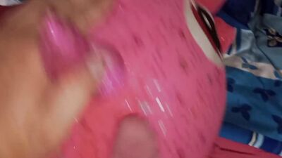Perverted amateur chap is rubbing his willy on a pinky toy