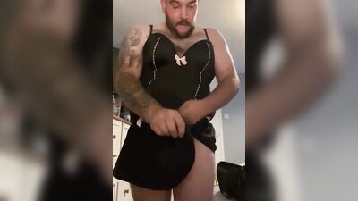 Chubby amateur femboy is jerking off in front of the camera