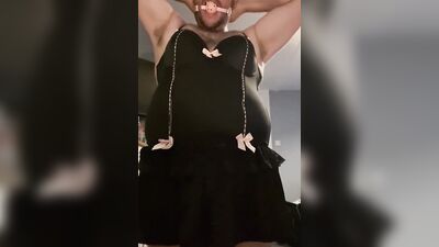 Chubby amateur femboy is jerking off in front of the camera