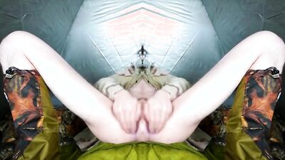 Masked bloke plays with genitals in front of the cam