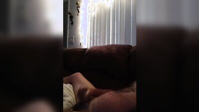 Amateur bear is filming himself as stroking his hard willy