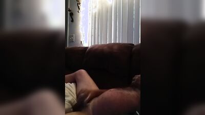 Amateur bear is filming himself as stroking his hard willy