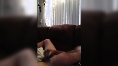 Amateur bear is filming himself as stroking his hard willy