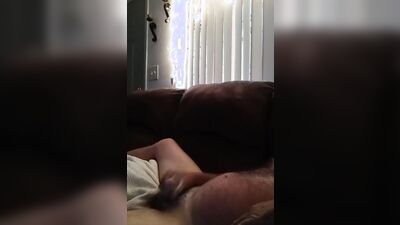 Amateur bear is filming himself as stroking his hard willy