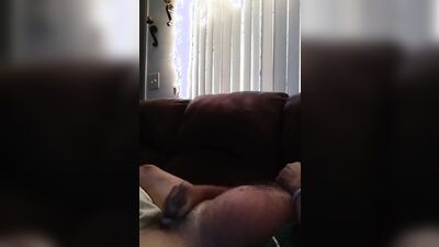 Amateur bear is filming himself as stroking his hard willy