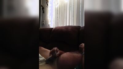 Amateur bear is filming himself as stroking his hard willy