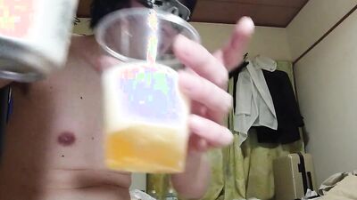 Amateur Japanese chap is eating in front of the camera