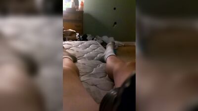 Perverted bloke is filming himself while stroking his big dick