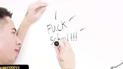 Tattooed bloke is nailing his cute buddie's ass with a phallus