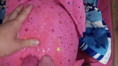 Lad rubs his hard pecker on a pinky dragon toy