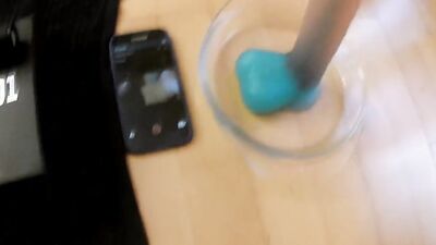 Amateur lad jerks off in a bowl while filming himself