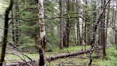 Skinny masked Russian is jerking off deep inside the forest