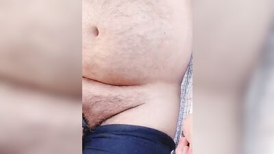 Amateur bear is walking in public and flashing his pecker