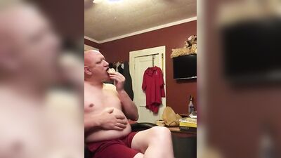 Perverted gay bloke is having fun in front of the cam