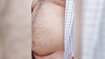 Amateur fatty is filming himself while walking naked in public