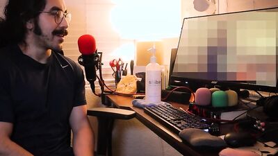 Mustache blome is having fun while talking to a fan