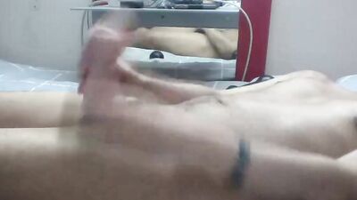 Amateur fellow is filming himself while jerking a pecker with gummy puss