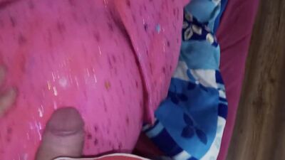 Naughty amateur chap is rubbing his pecker on a cute pinky dinosaur