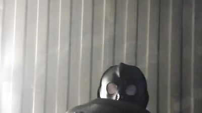 Masked amateur bloke is filming his close-up jerking video