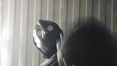 Masked amateur bloke is filming his close-up jerking video