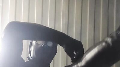 Masked amateur bloke is filming his close-up jerking video