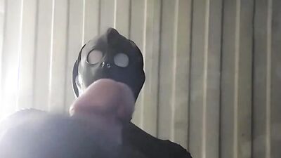 Masked amateur bloke is filming his close-up jerking video