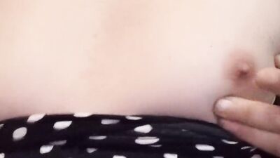 Horny sissy flashes his nipples in front of the cam