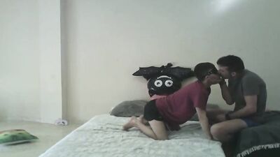 Blindfolded bloke gets his hole filled with perverted roommate's willy
