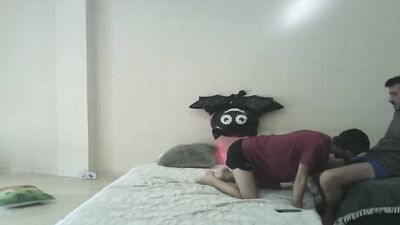 Blindfolded bloke gets his hole filled with perverted roommate's willy