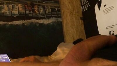 Amateur gay chap is stroking his phallus inside the basement