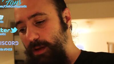 Perverted bearded bloke is having fun in his solo gay performance