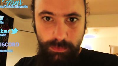Perverted bearded bloke is having fun in his solo gay performance