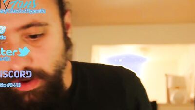 Perverted bearded bloke is having fun in his solo gay performance