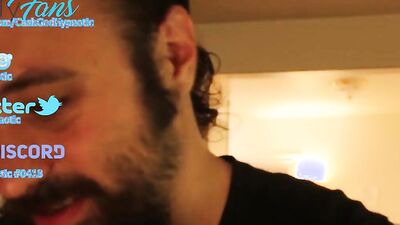 Perverted bearded bloke is having fun in his solo gay performance