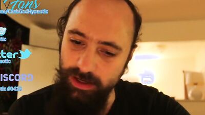 Perverted bearded bloke is having fun in his solo gay performance