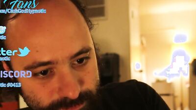Amateur bearded bloke is talking with a fan in this solo video